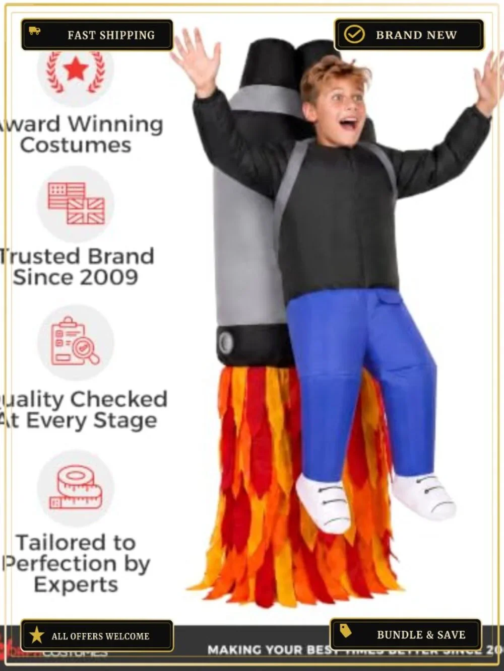 Inflatable Jetpack Costume Kids Blow Up Halloween Space Suit Toy Fan